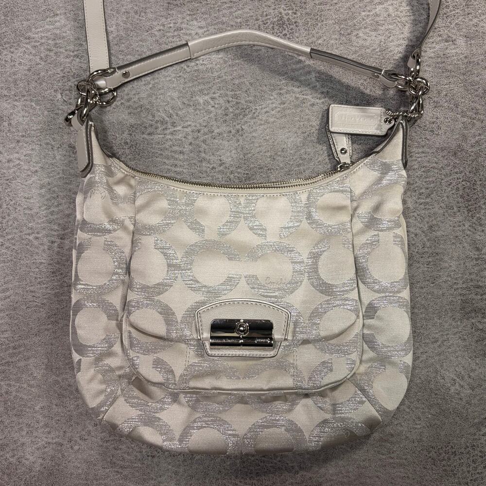 Coach Kristin Metallic Monogram Satchel with Shoulder Strap